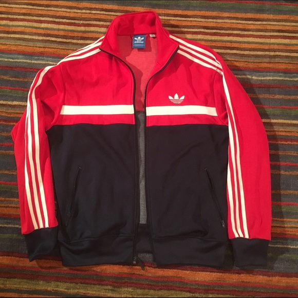 Adidas Red, White and Blue Zip Up Warm Up Jacket