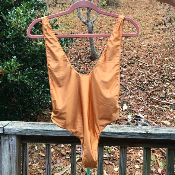 . Mistress Rocks Tan/Gold Open Back Bodysuit - Picture 5 of 10
