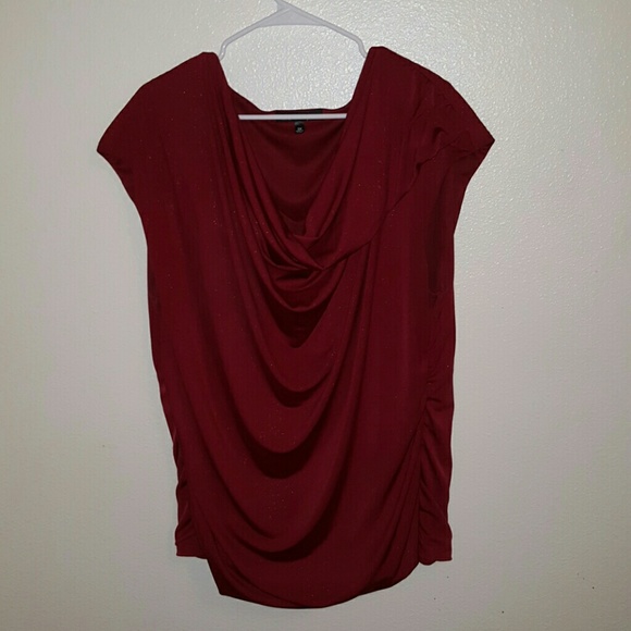 Dark maroon short sleeve dress shirt.