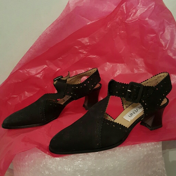 GAVENA black perforated suede sandals size 37 - Picture 2 of 4