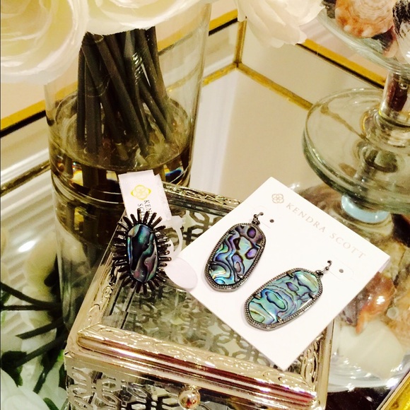 KENDRA SCOTT ELLE  EARRINGS & OWEN GUNMETAL RING