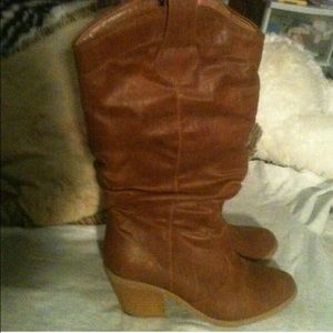 Chestnut brown cowgirl boots with heels