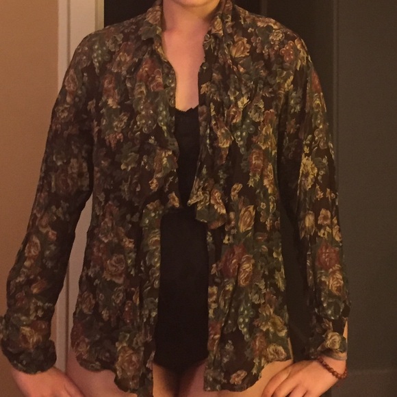 Classy Grape Blouse With Ruffles - Picture 3 of 3