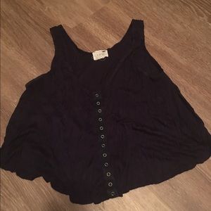 Navy loose fitting crop top