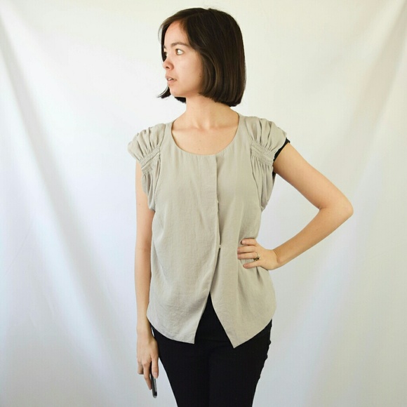 GAP Tops - GAP Heather Grey Button Down Wrap Blouse
