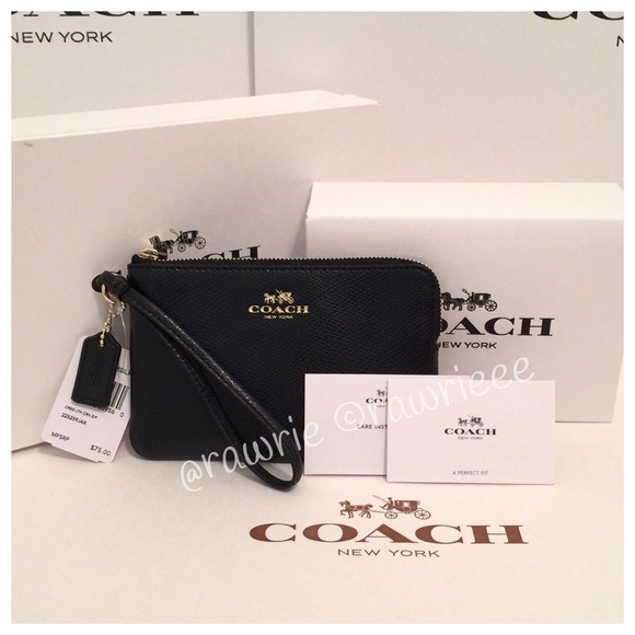 Coach Handbags - New Coach black leather wristlet with gift box
