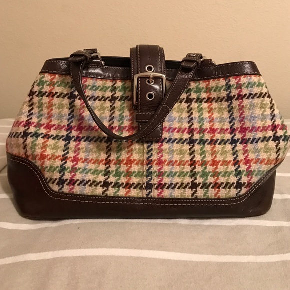 Rainbow tweed coach bag