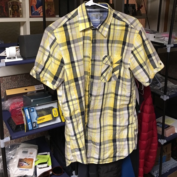 Ted Baker Men's Plaid Short Sleeve Shirt Size 3 Sm