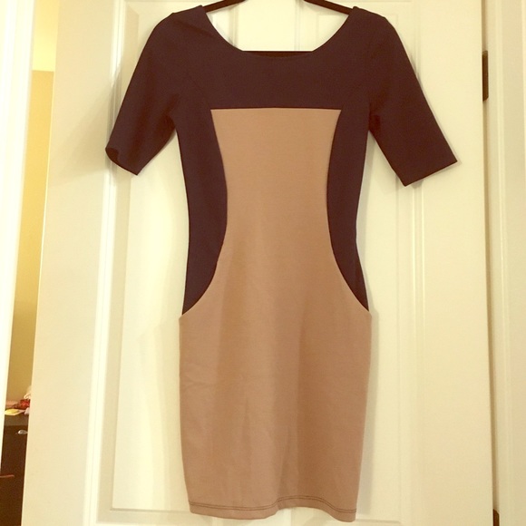 Navy and nude fitted dress