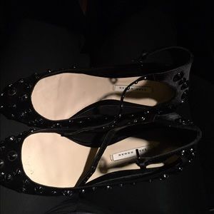 New Zara black rhinestone ballerina shoe