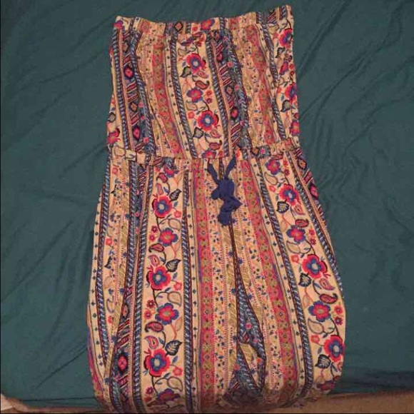 Strapless Pattern Jumpsuit