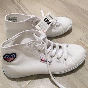 White Superga Hi-Top Sneakers Women's US 7.5 NEW!!
