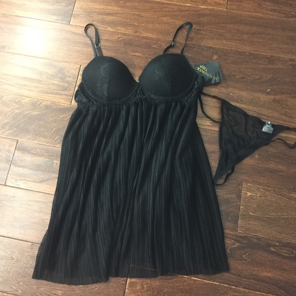 Black babydoll with matching thong panties
