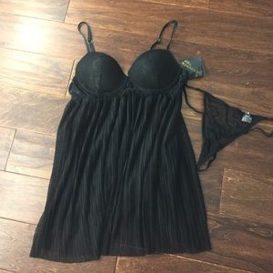 Black babydoll with matching thong panties