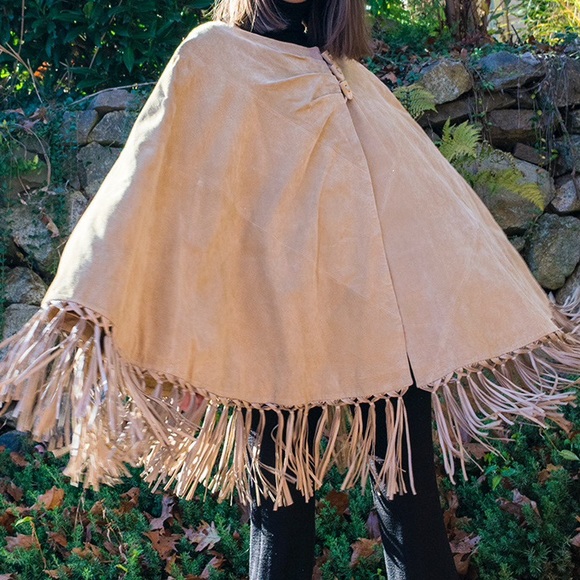 Genuine Suede Fringe Poncho