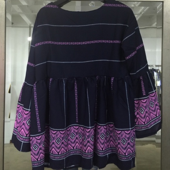 Blue and purple top flared empire waist - Picture 2 of 3