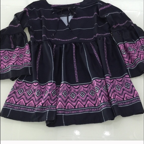 Blue and purple top flared empire waist - Picture 3 of 3