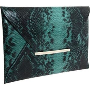 BCBG Green Python Envelope Clutch