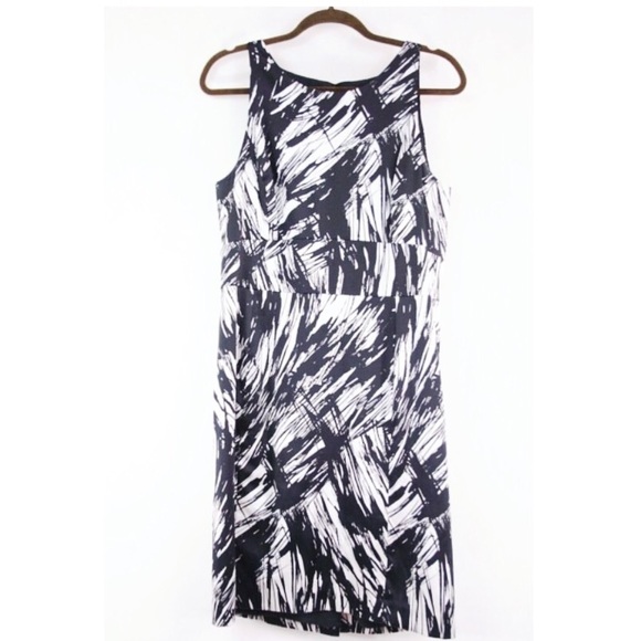 Silk Brushstroke High Neck Sheath Dress