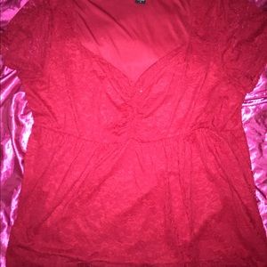 Gorgeous red blouse with red lace