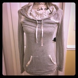 Misschevious Sheer/Lace Detail Hoodie