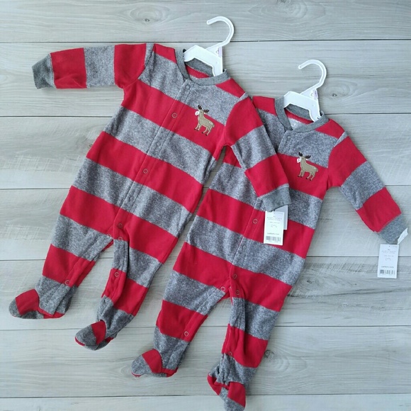 Striped Red and Gray Moose Onesie