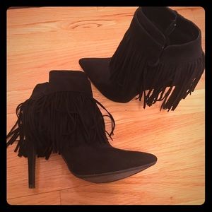 Black fringe booties size 8.5
