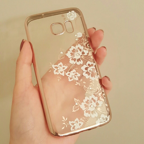 Rose Gold White Flower Case for Samsung Galaxy S7