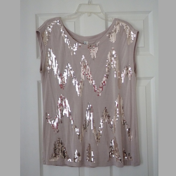 Chevron Sequined Holiday Top