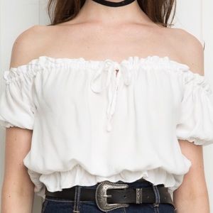 Brandy Melville Off The Shoulder Scrunch Top