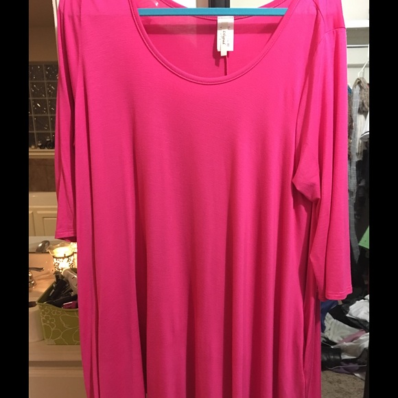 Plus Size Pink Tunic top with pockets, 3/4 sleeves
