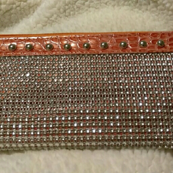 Orange blingy wristlet wallet