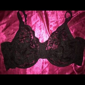 See-through black lace bra! 44D!