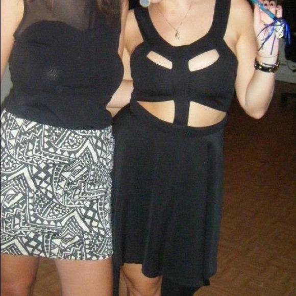 Hi low black dress! Double skirt