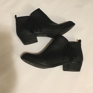 American Rag black fringe booties