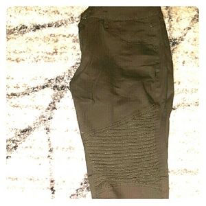 dark green motor skinny jeans
