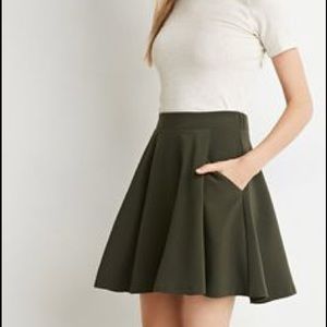 Forever 21 Olive Green Skater Skirt