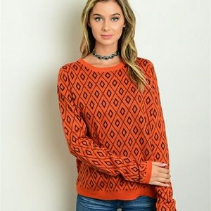 ORANGE PATTERN SWEATER LIGHTWEIGHT