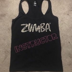 Black Zumba instructor razor back tank size med