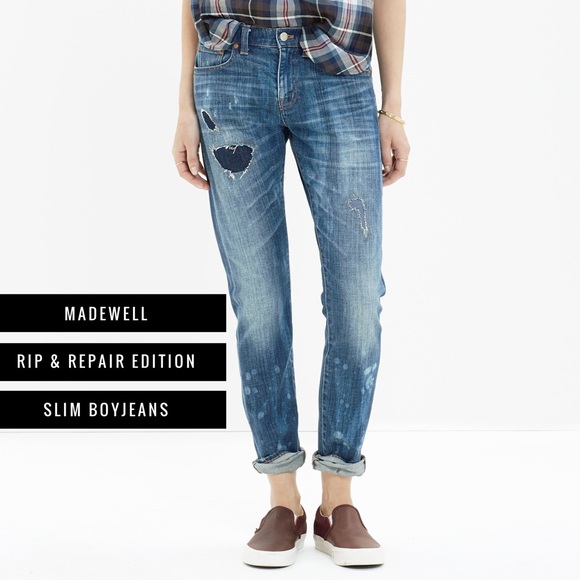 Madewell Denim - || Madewell || Slim Boyjean Rip & Repair Edition