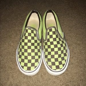 Green & Brown Checkered Vans. Size 9.