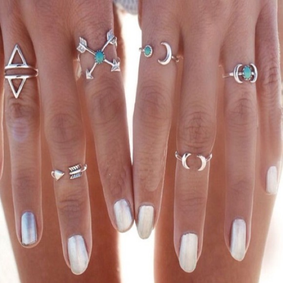 Silver bohemian set of 6 rings, LAST DAY