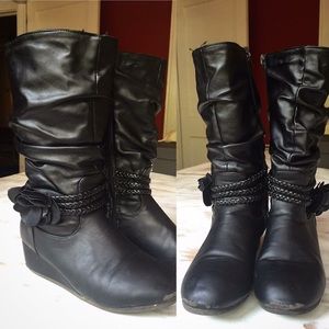 Black Wedge Riding Boots Size 3