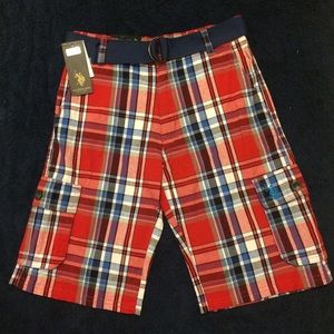 US Polo Plaid Cargo Shorts