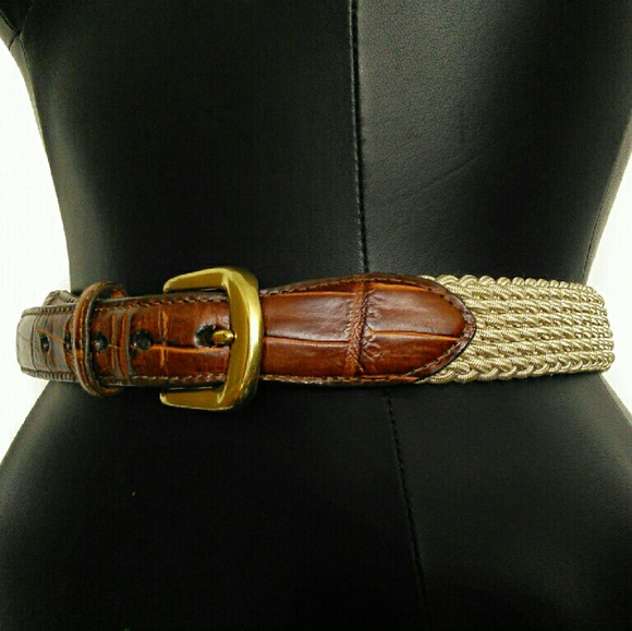 VINTAGE GATOR PRINT LEATHER AND FABRIC BELT!!!