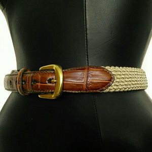 VINTAGE GATOR PRINT LEATHER AND FABRIC BELT!!!