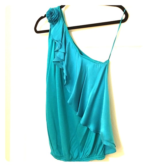 NWT Robert Rodriguez Turquoise One-Shoulder Top