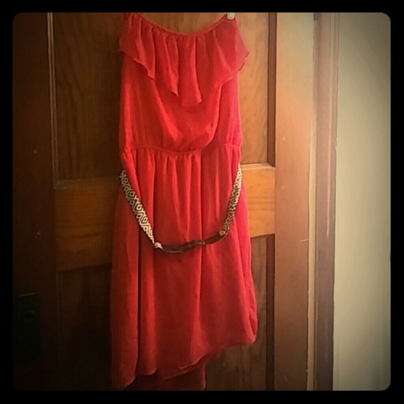 Beautiful Summer Red Dress with a belt