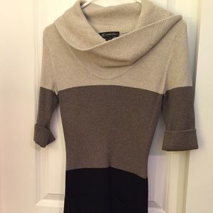 Black, cream and white cowl neck light sweater