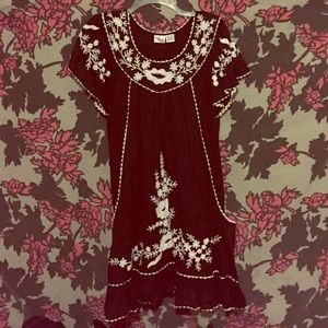 Like new black dress with white embroidery